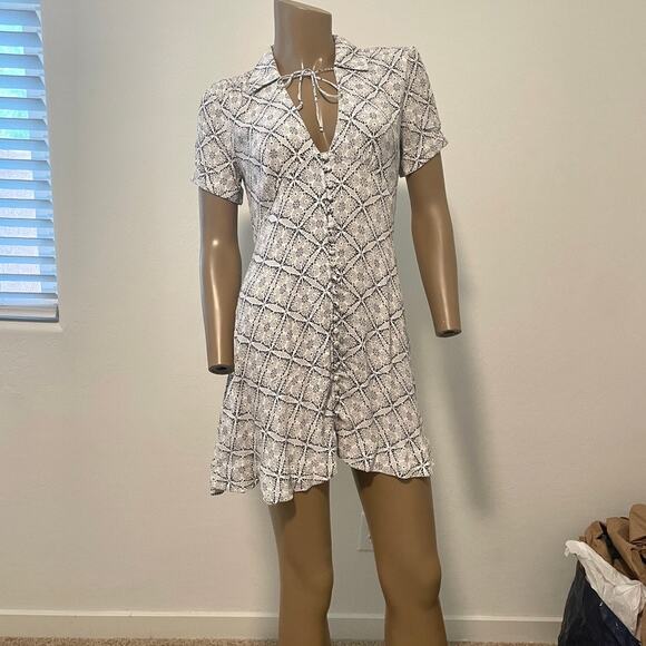 Free People 2 Melody Easy Print v-neck tie front collared dress D2 9068 - Picture 10 of 12